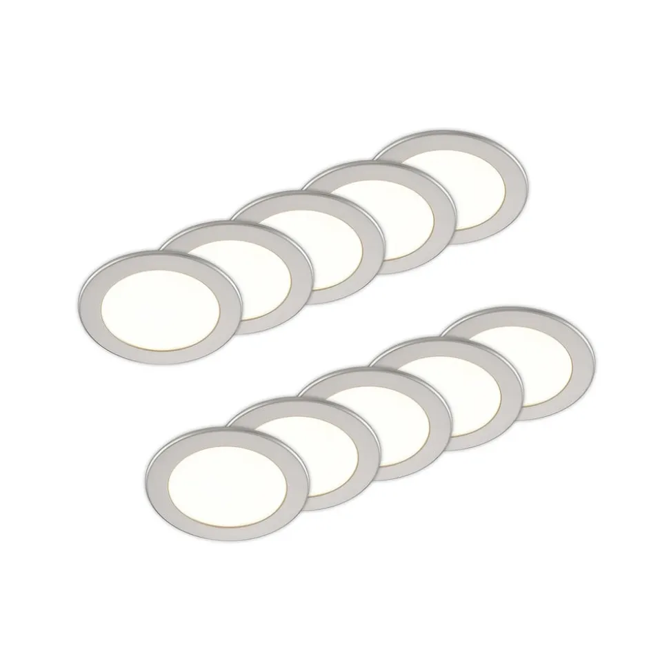 Prios LED-indbygningslampe Cadance, sølv, 17 cm, sæt med 10, CCT