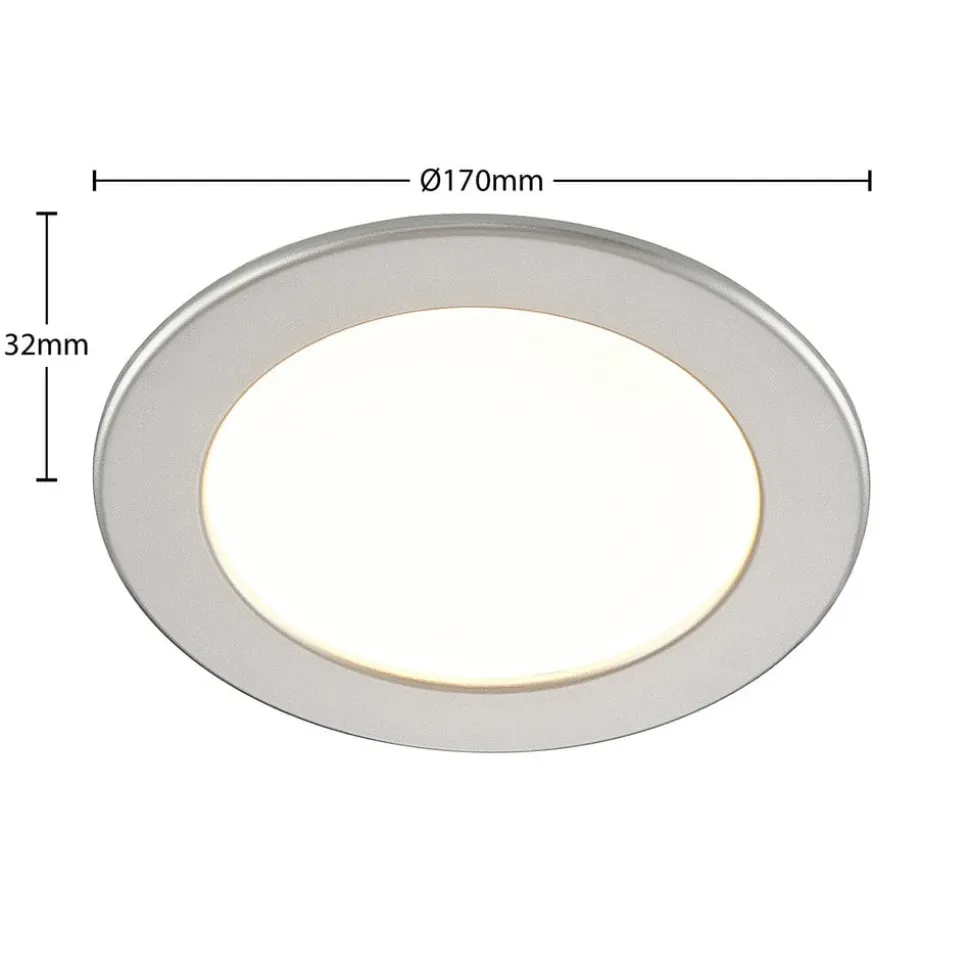 Prios LED-indbygningslampe Cadance, sølv, 17 cm, sæt med 10, CCT