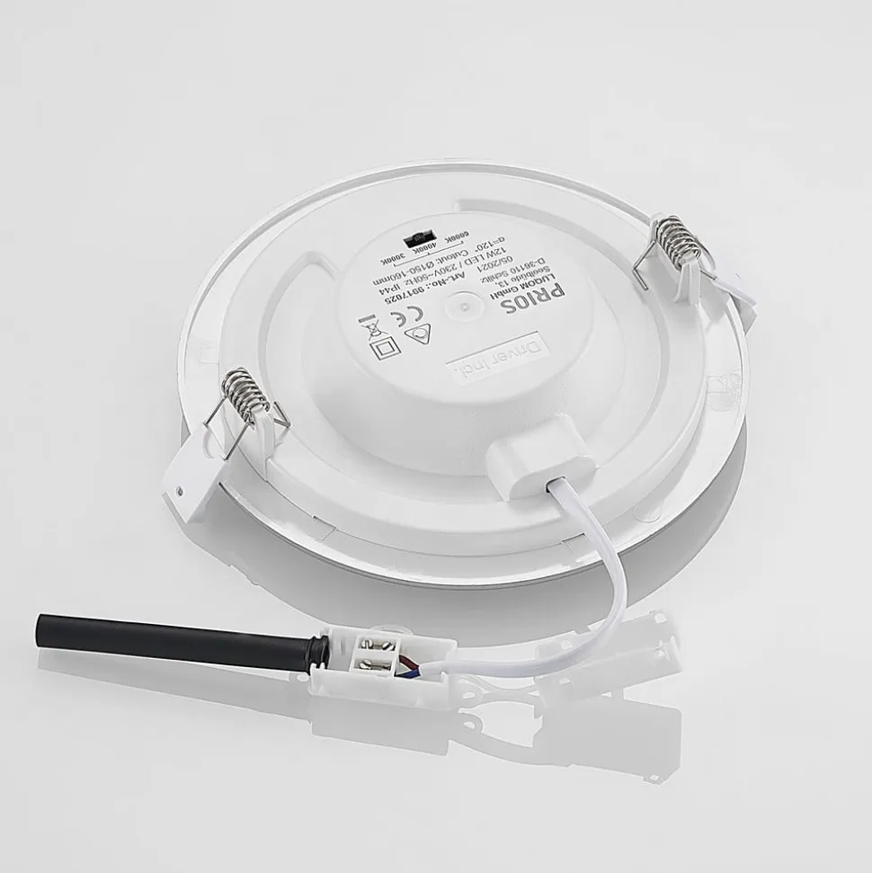 Prios LED-indbygningslampe Cadance, sølv, 17 cm, sæt med 10, CCT