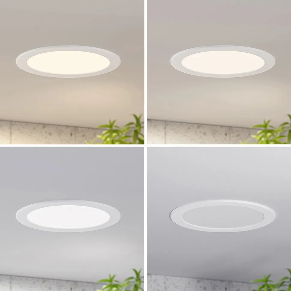 Prios LED-indbygningslampe Cadance, hvid, 24 cm, sæt med 3, CCT