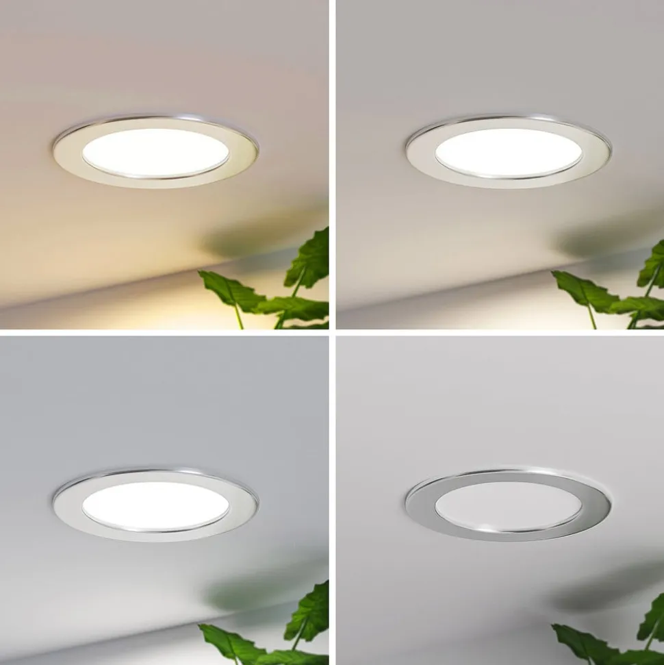 Prios LED-indbygningslampe Cadance, sølv, 17 cm, CCT, IP44