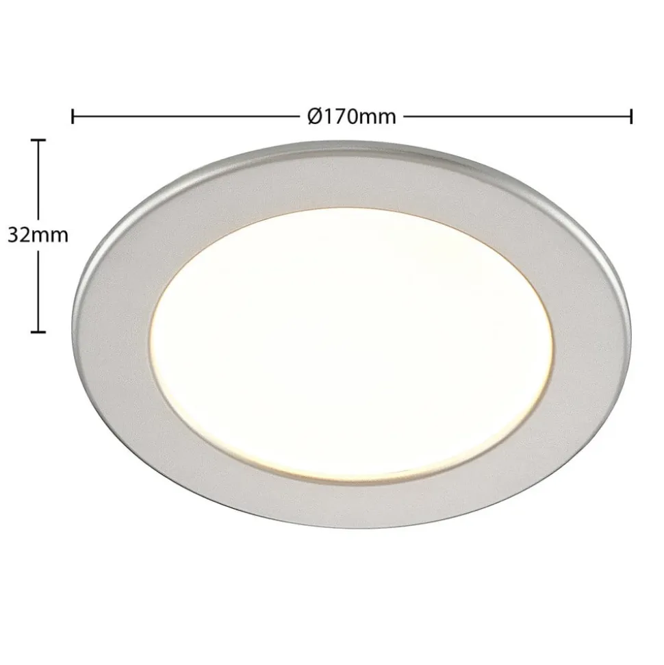 Prios LED-indbygningslampe Cadance, sølv, 17 cm, CCT, IP44