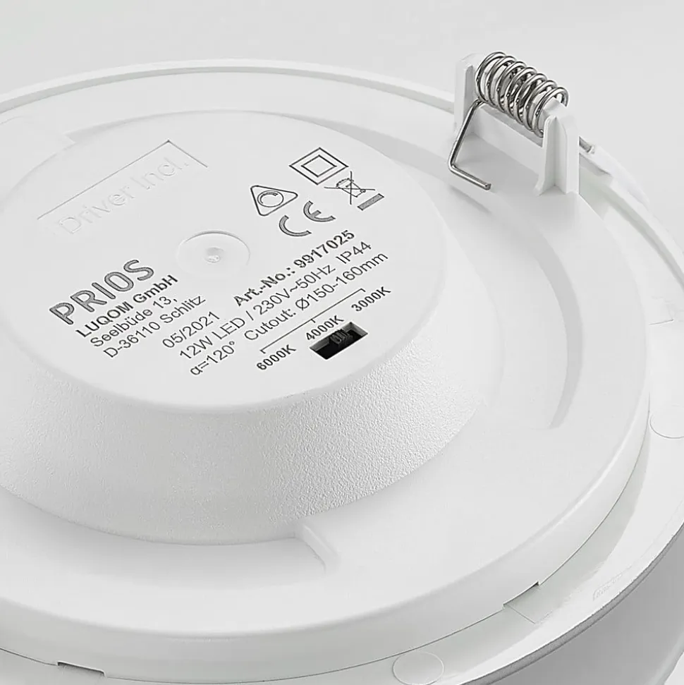 Prios LED-indbygningslampe Cadance, sølv, 17 cm, sæt med 3, CCT