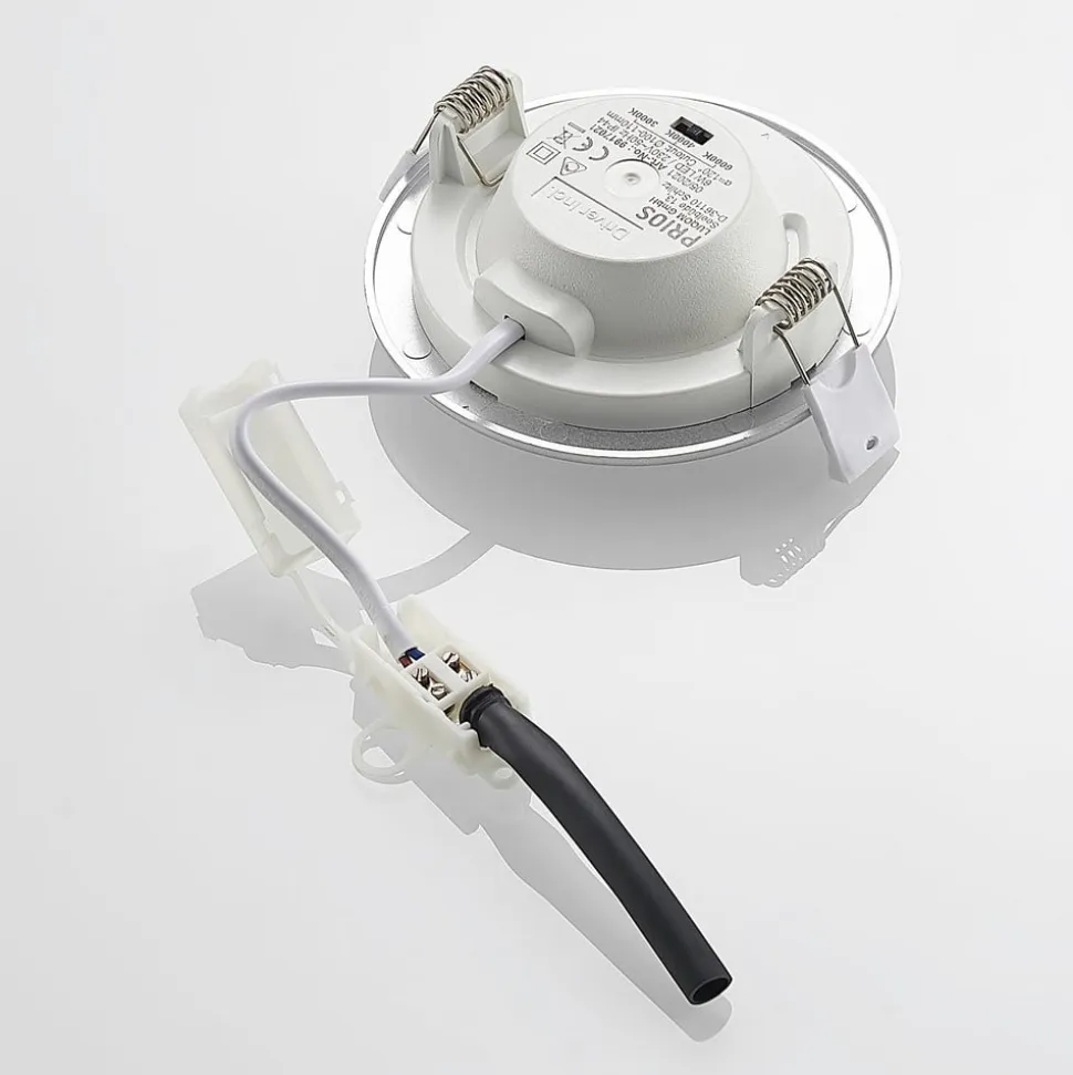 Prios LED-indbygningslampe Cadance, sølv, 12 cm, sæt med 2, CCT