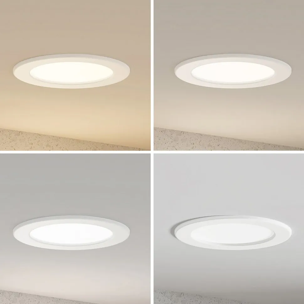 Prios LED-indbygningslampe Cadance, hvid, 17 cm, sæt med 3, CCT