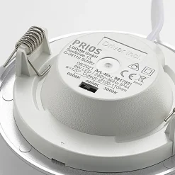 Prios LED-indbygningslampe Cadance, sølv, 12 cm, CCT, IP44