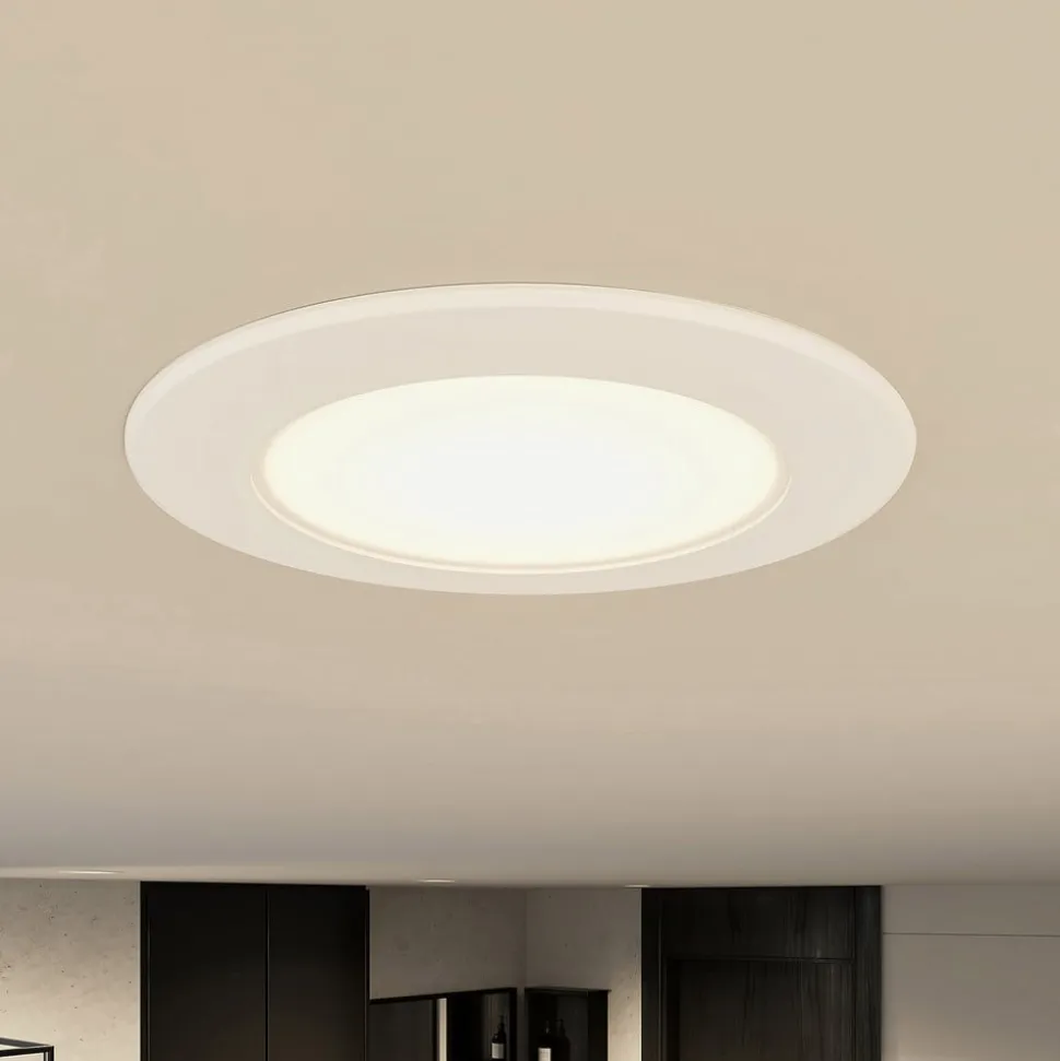 Prios LED-indbygningslampe Rida, sæt med 3, hvid, 12 cm, CCT, IP44