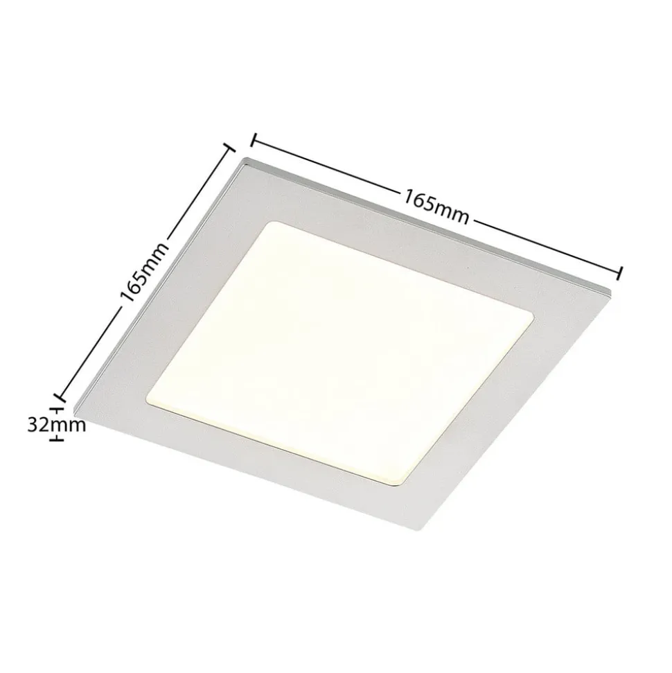 Prios LED-indbygningslampe Helina, sølv, 16,5 cm, dæmpbar
