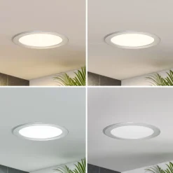 Prios LED-indbygningslampe Cadance, sølv, 22 cm, sæt med 3, CCT