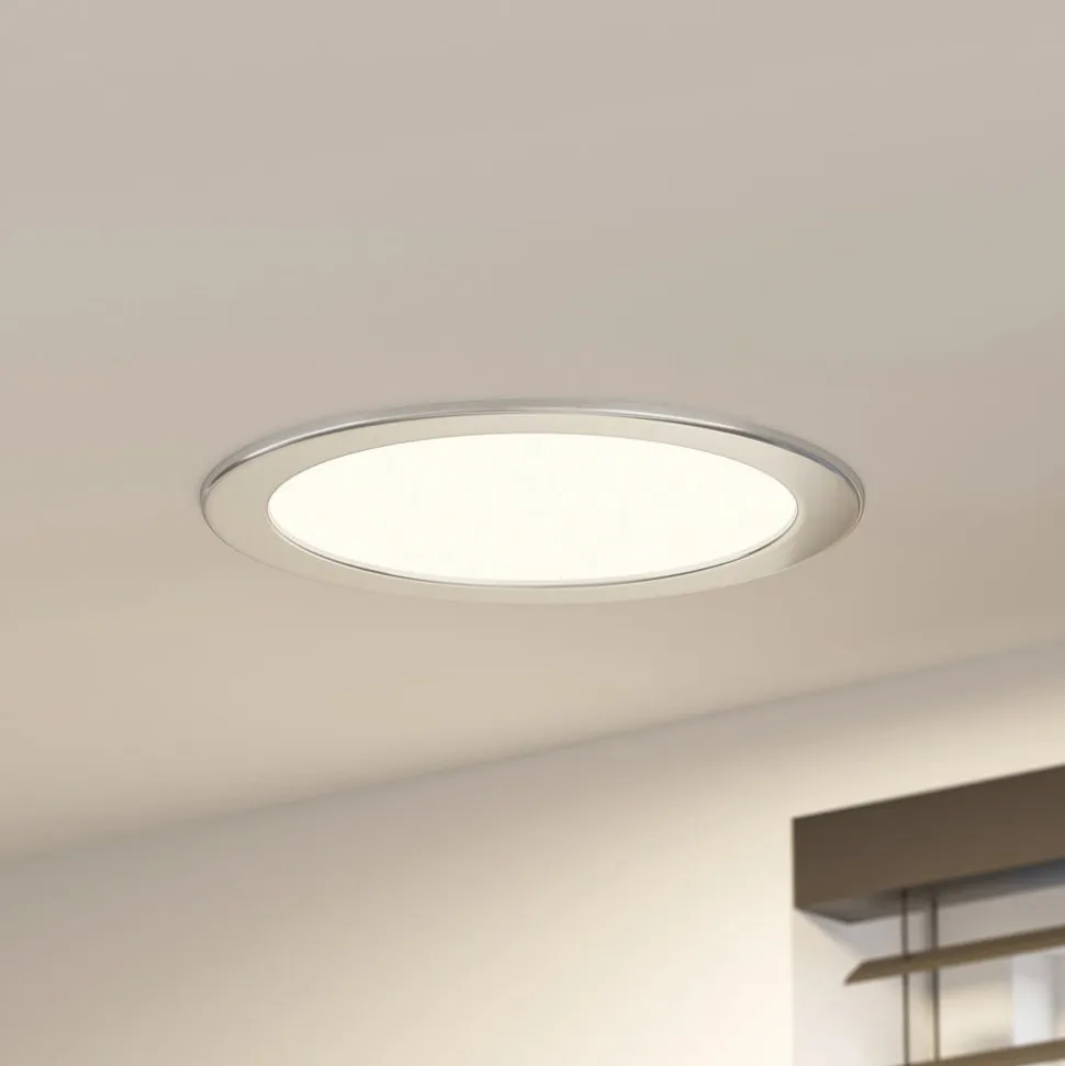 Prios LED-indbygningslampe Cadance, sølv, 24 cm, sæt med 10, CCT