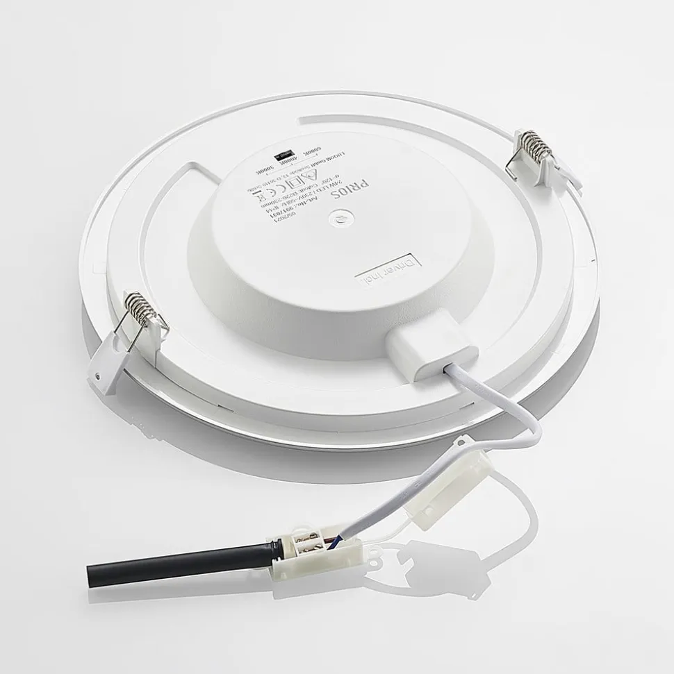 Prios LED-indbygningslampe Cadance, sølv, 24 cm, sæt med 10, CCT