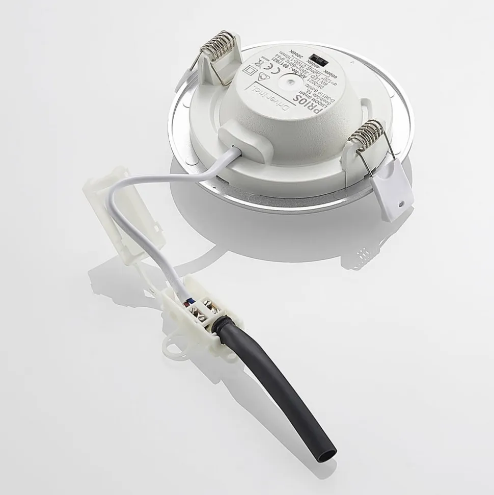 Prios LED-indbygningslampe Cadance, sølv, 12 cm, sæt med 3, CCT