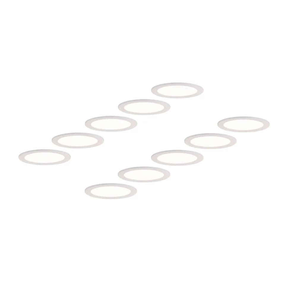 Prios LED-indbygningslampe Cadance, hvid, 22 cm, sæt med 10, CCT