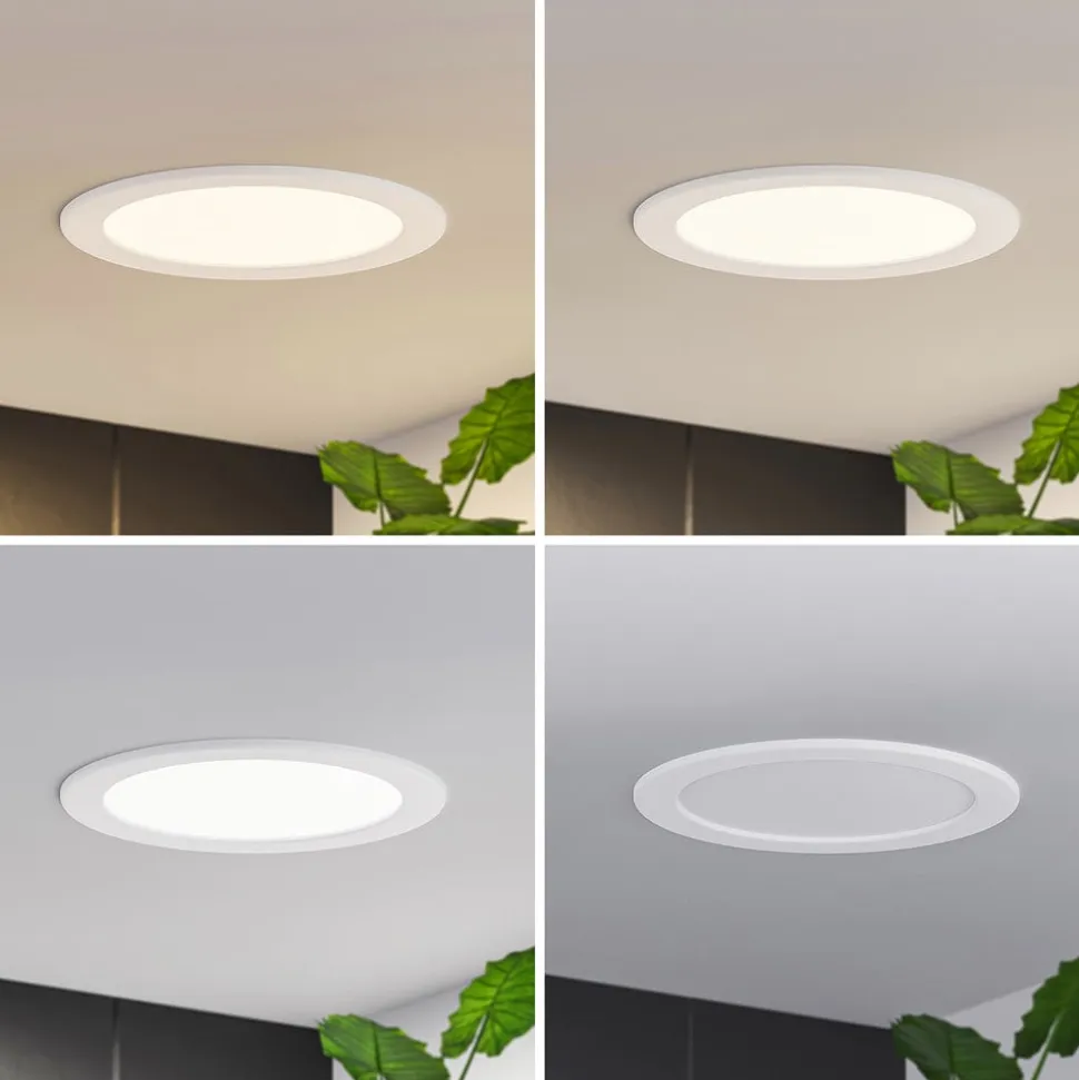 Prios LED-indbygningslampe Cadance, hvid, 22 cm, sæt med 10, CCT
