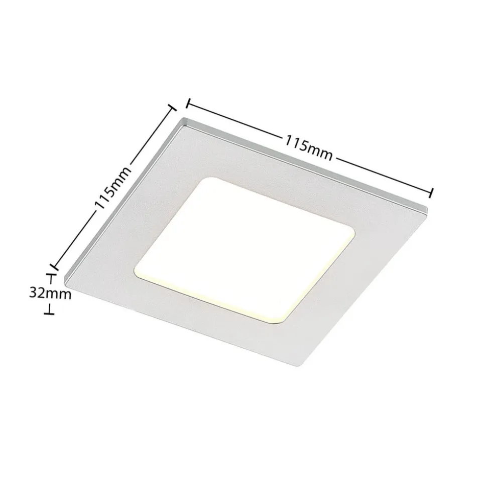 Prios LED-indbygningslampe Helina, sølv, 11,5 cm, dæmpbar