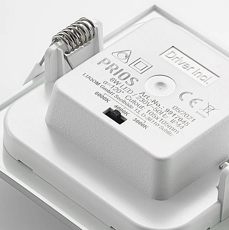 Prios LED-indbygningslampe Helina, sølv, 11,5 cm, dæmpbar