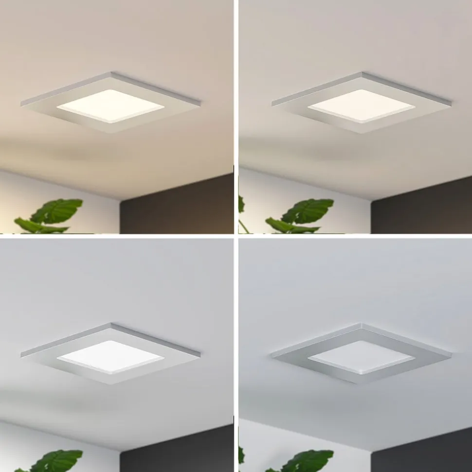 Prios LED-indbygningslampe Helina, sølv, 11,5 cm, dæmpbar