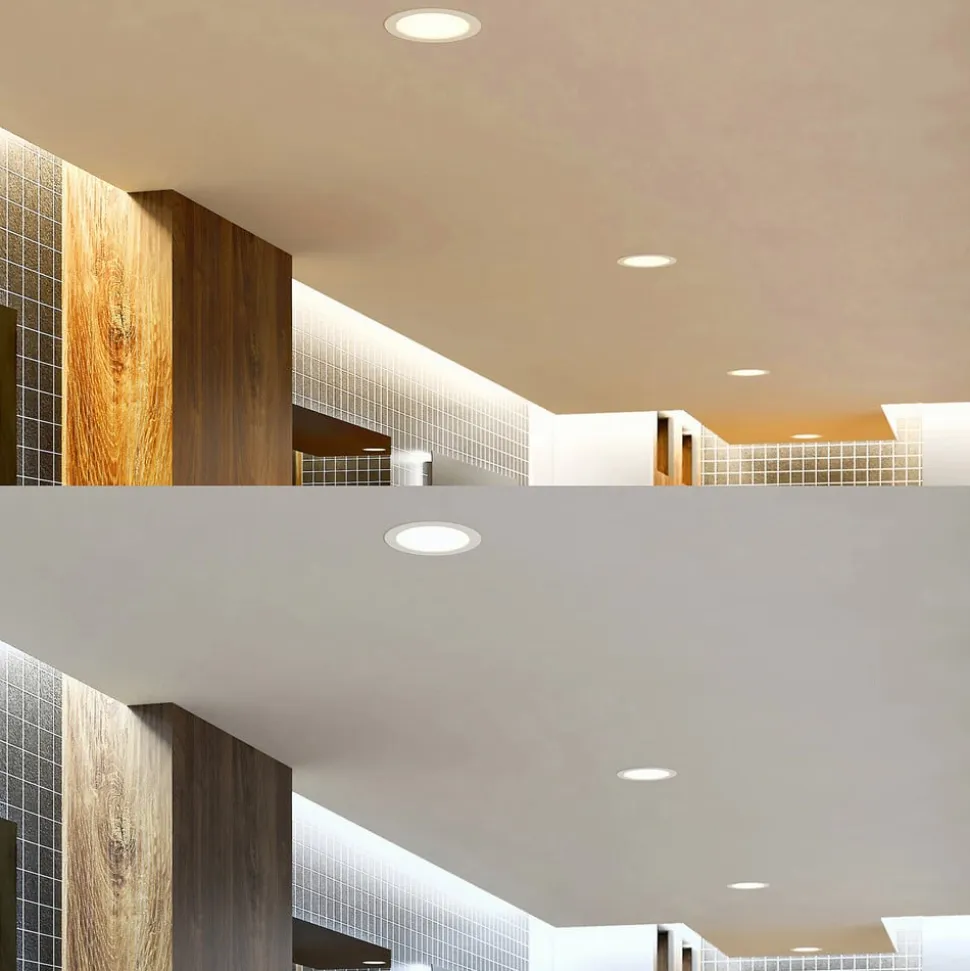 Prios LED-indbygningslampe Rida, 10stk, hvid, 23cm, 25W, CCT, IP44