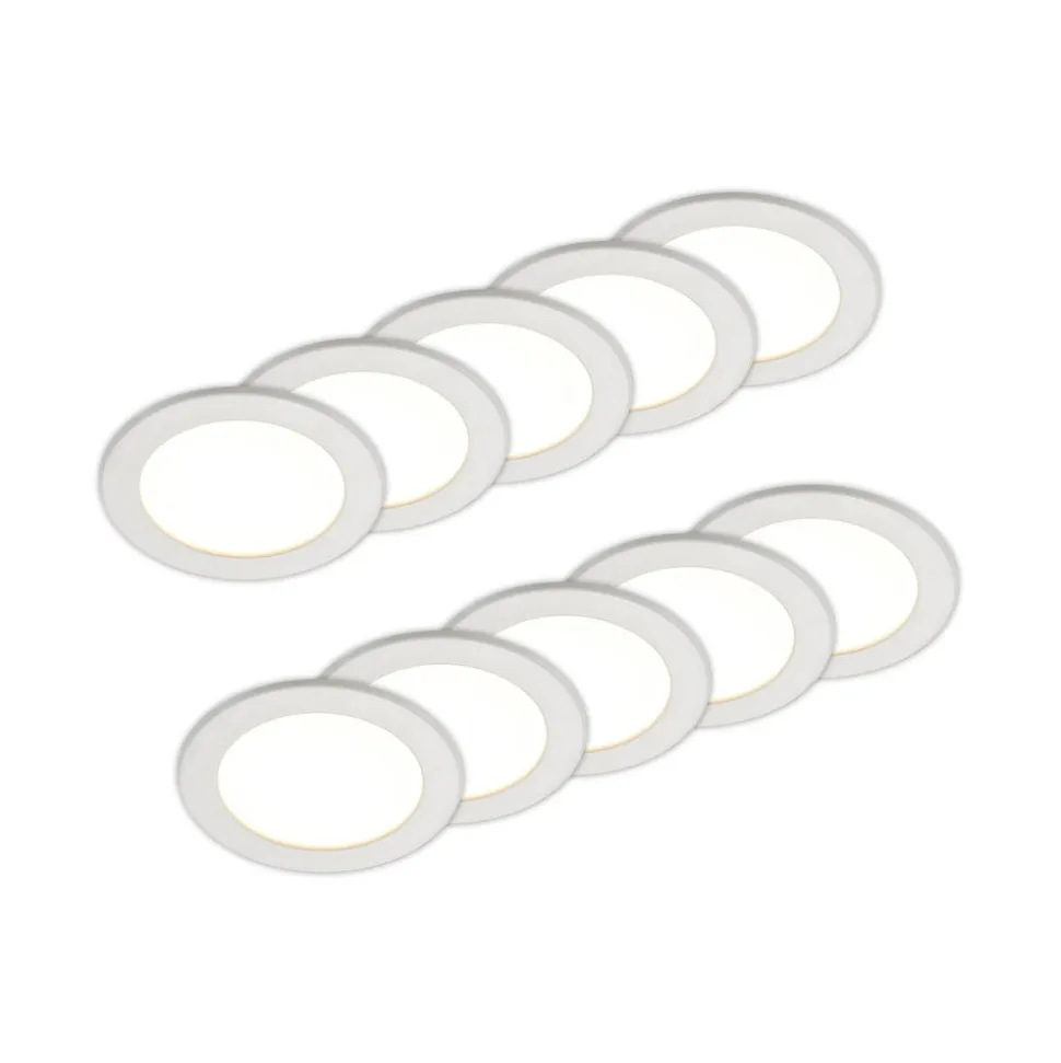Prios LED-indbygningslampe Cadance, hvid, 17 cm, sæt med 10, CCT