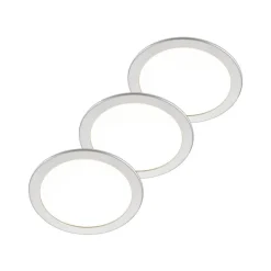 Prios LED-indbygningslampe Cadance, sølv, 24 cm, sæt med 3, CCT