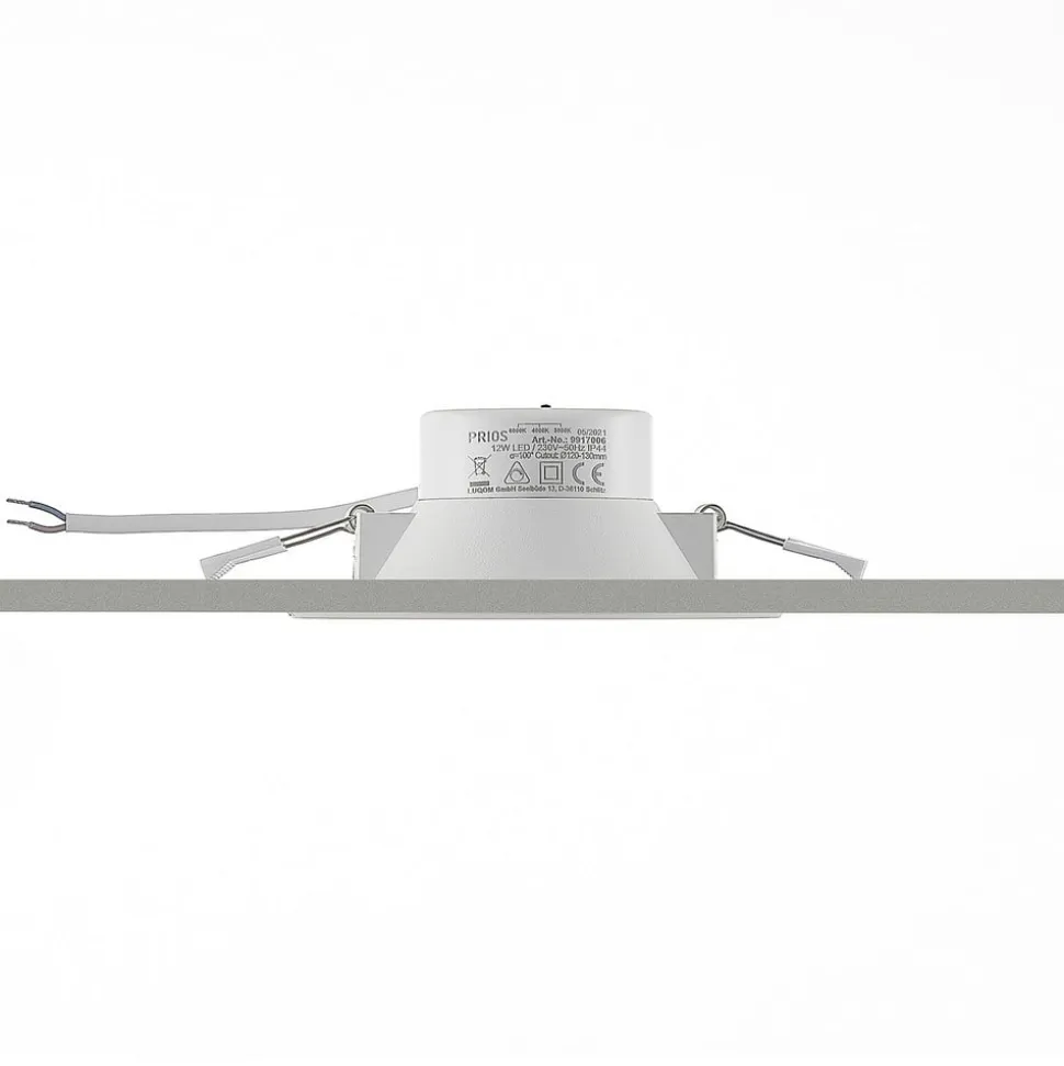 Prios LED-indbygningsspot Rida, hvid. Ø 15 cm, CCT, IP44