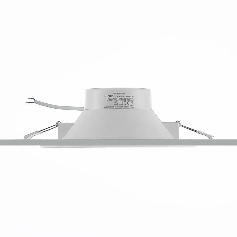 Prios LED-indbygningsspot Rida, hvid. Ø 23 cm, 30W, CCT, IP44