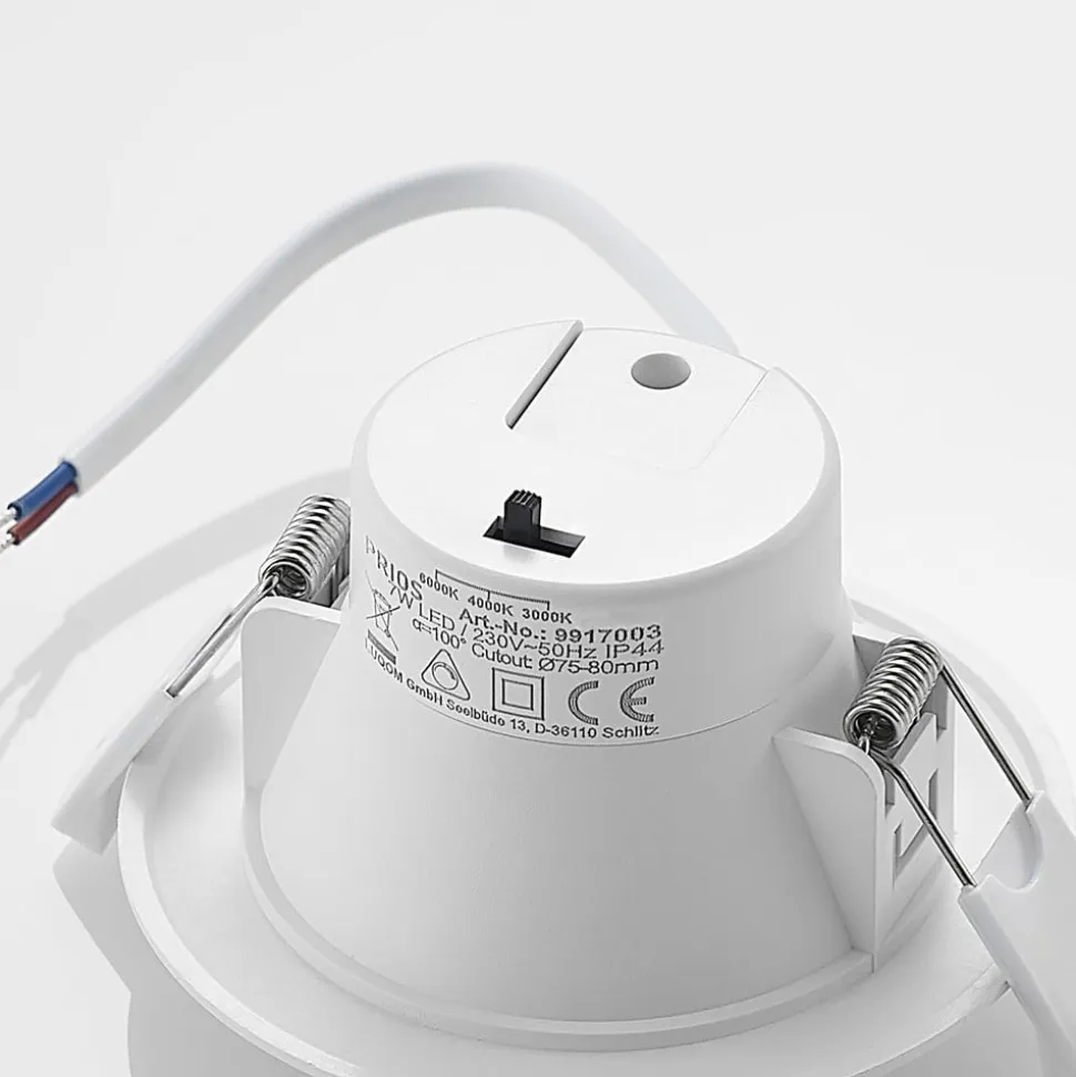 Prios LED-indbygningsspot Rida, hvid. Ø 10 cm, CCT, IP44