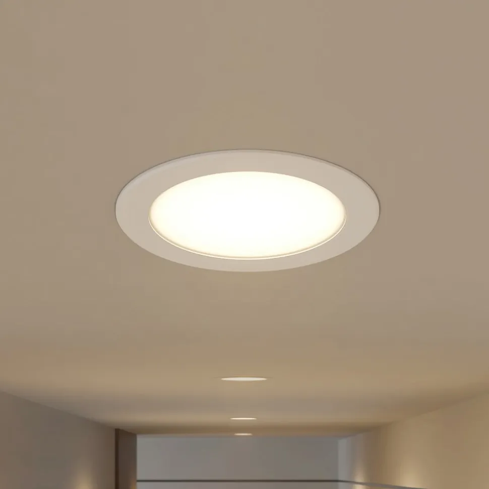 Prios LED-indbygningsspot Rida, hvid. Ø 19 cm, CCT, IP44