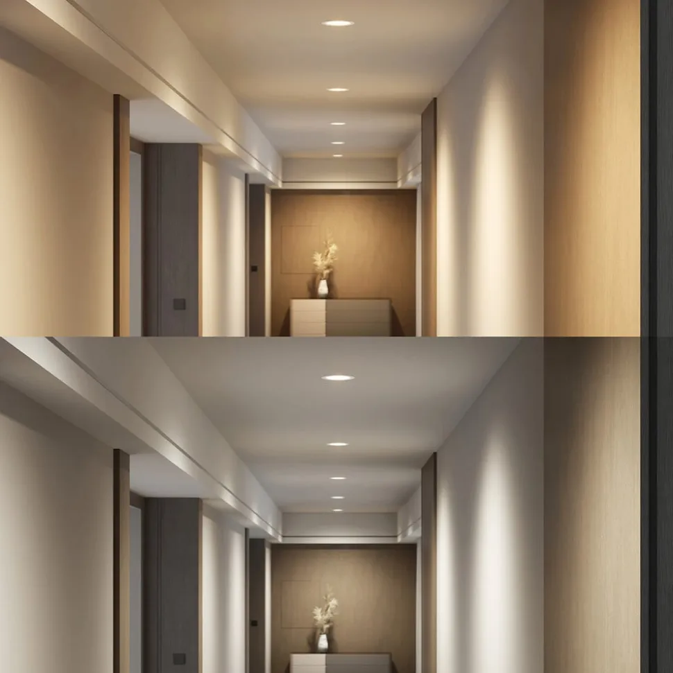 Prios LED-indbygningsspot Rida, hvid. Ø 19 cm, CCT, IP44