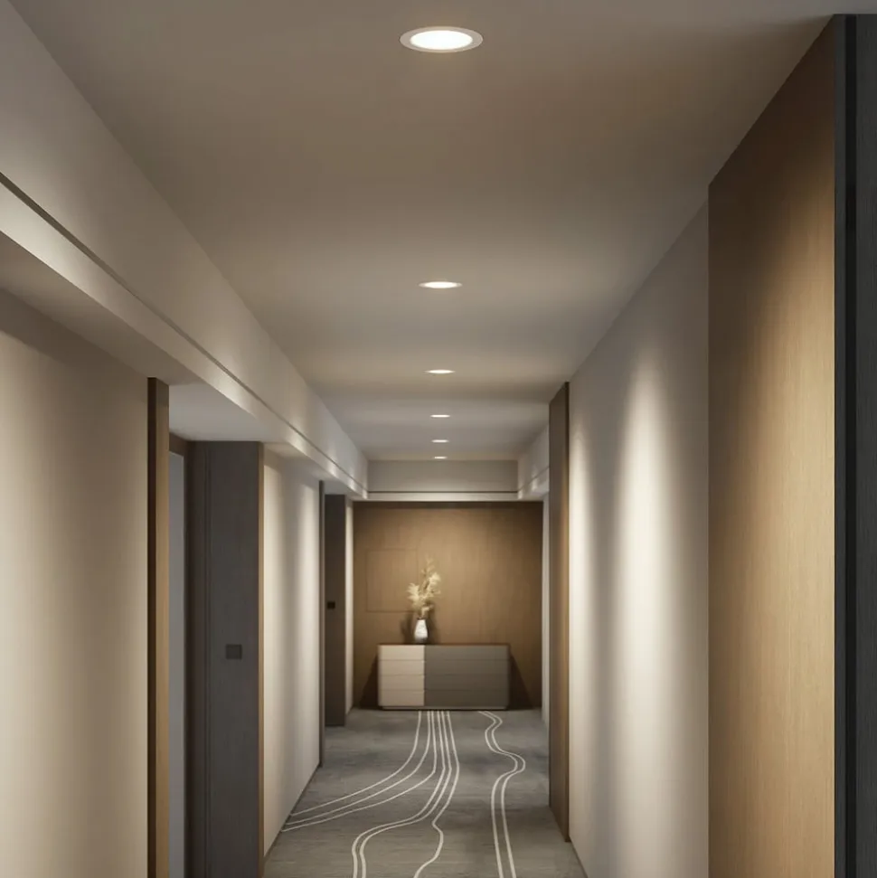 Prios LED-indbygningsspot Rida, hvid. Ø 19 cm, CCT, IP44
