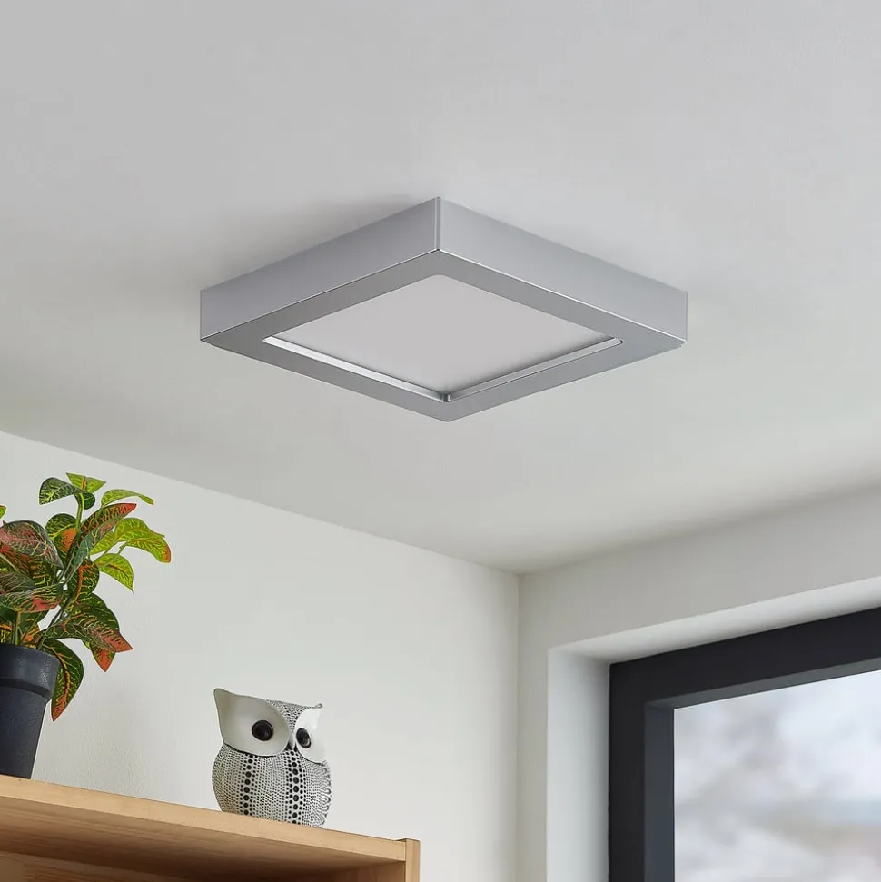 Prios LED-loftlampe Alette, sølv, 22,7 cm, 24W, dæmpbar