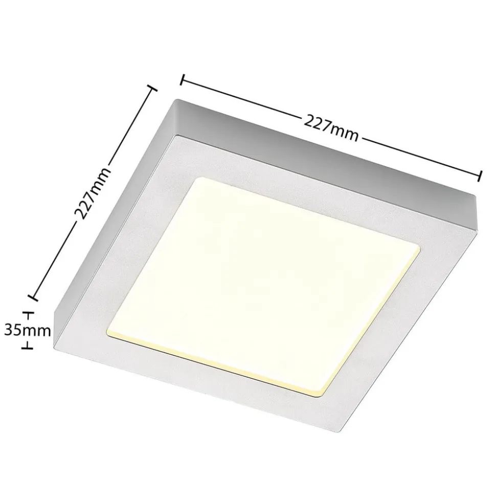 Prios LED-loftlampe Alette, sølv, 22,7 cm, 24W, dæmpbar