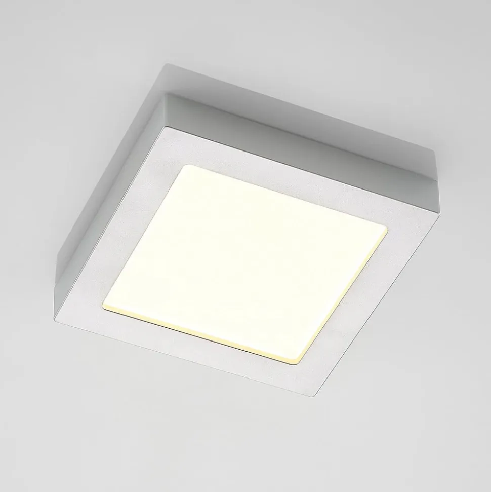 Prios LED-loftlampe Alette, sølv, 22,7 cm, 24W, dæmpbar