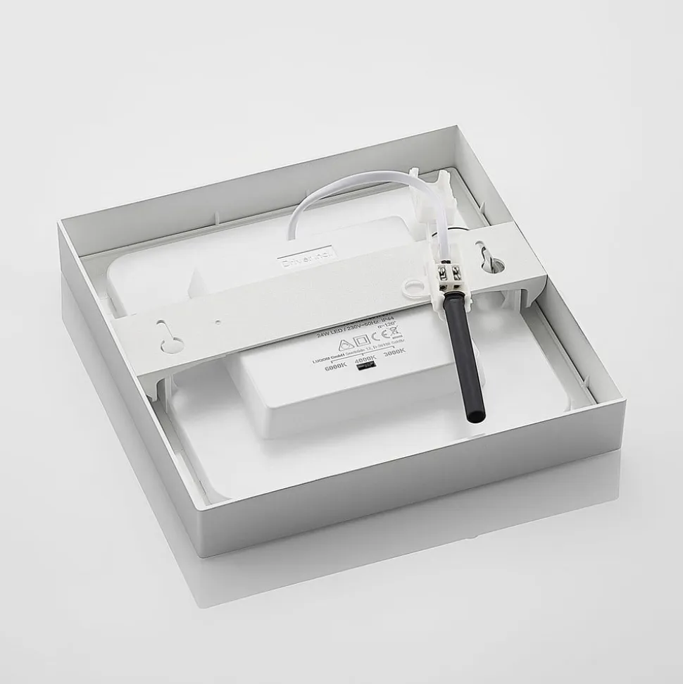 Prios LED-loftlampe Alette, sølv, 22,7 cm, 24W, dæmpbar