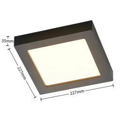 Prios LED-loftlampe Alette, sort, 24 W, CCT, dæmpbar