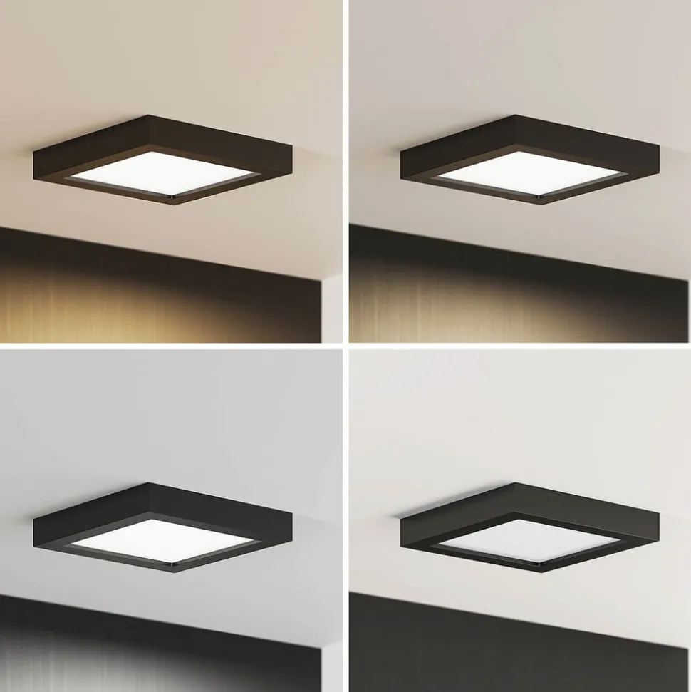 Prios LED-loftlampe Alette, sort, 18 W, CCT, dæmpbar
