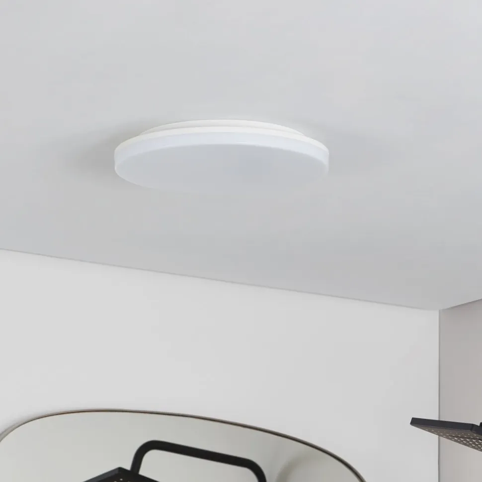 Prios LED-loftlampe Artin, Ø 33 cm, hvid, CCT, IP65