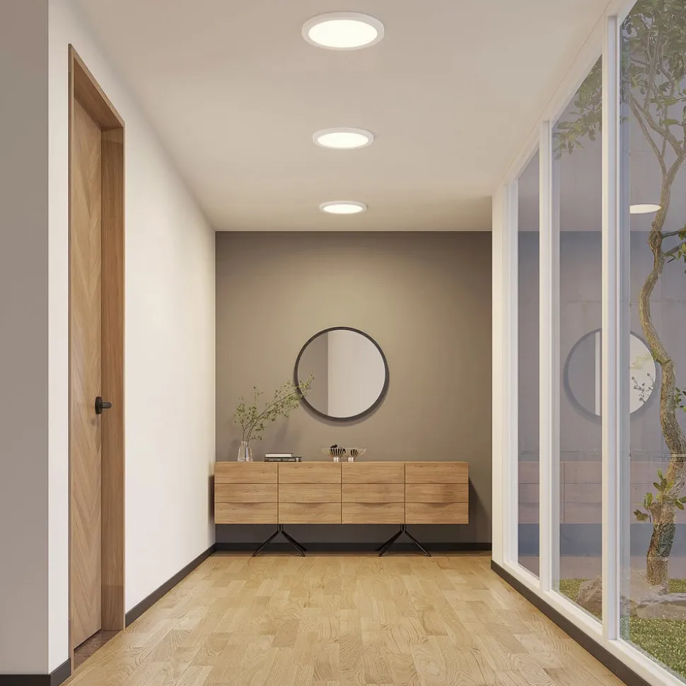 Prios LED-loftlampe Aureka, sæt med 2, sensor, Ø 33 cm, hvid