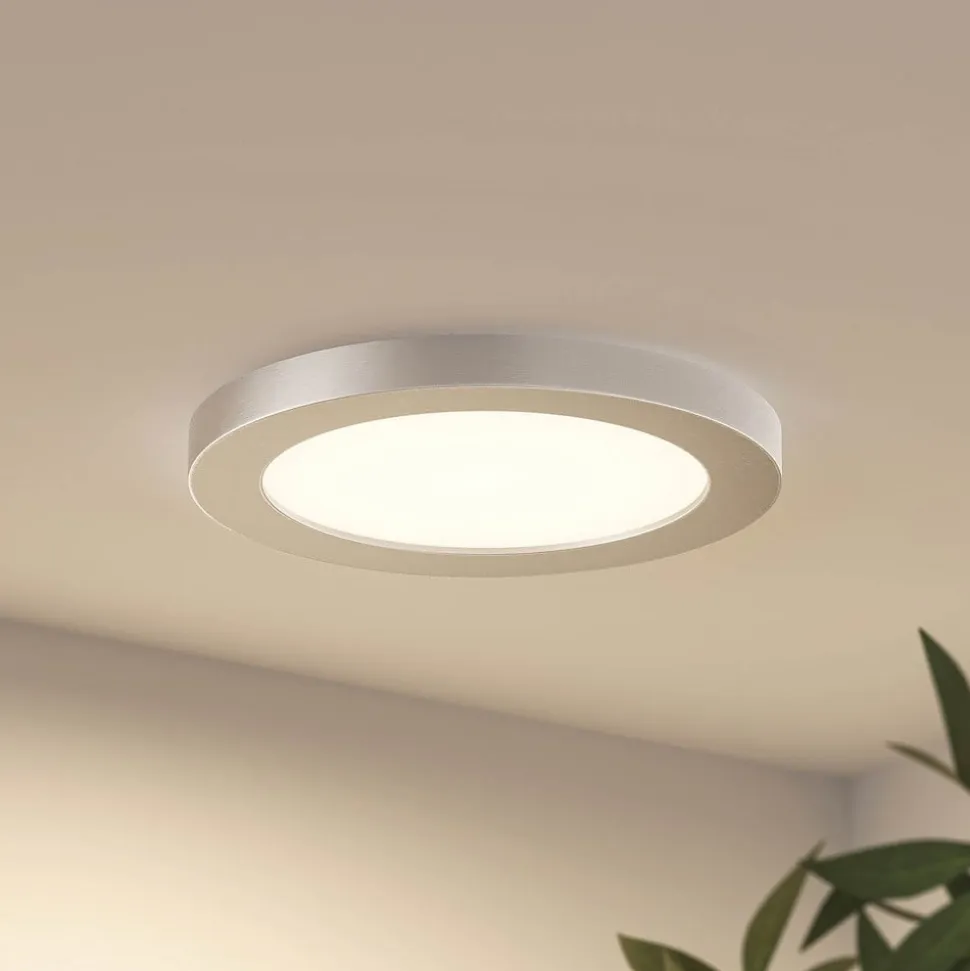 Prios LED-loftlampe Aureka, Ø 23 cm, sølv, metal