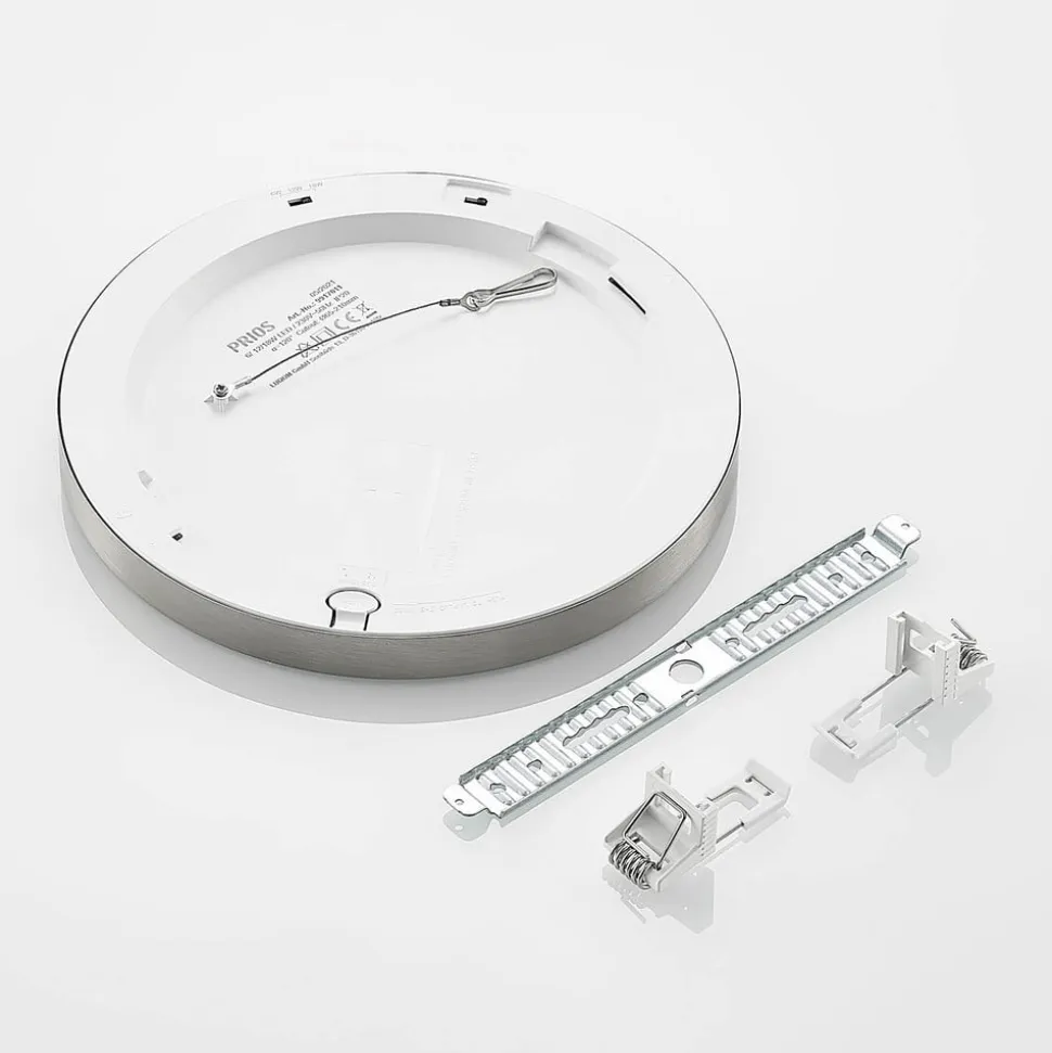 Prios LED-loftlampe Aureka, Ø 23 cm, sølv, metal