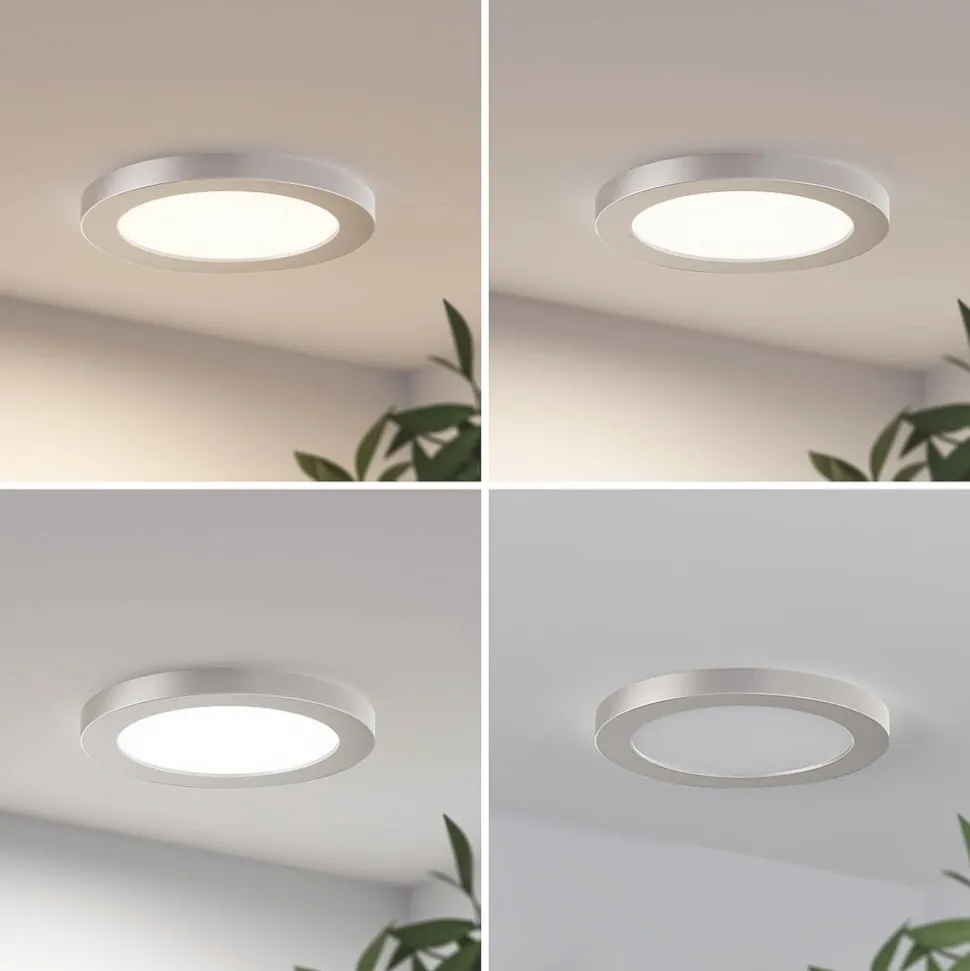 Prios LED-loftlampe Aureka, Ø 23 cm, sølv, metal