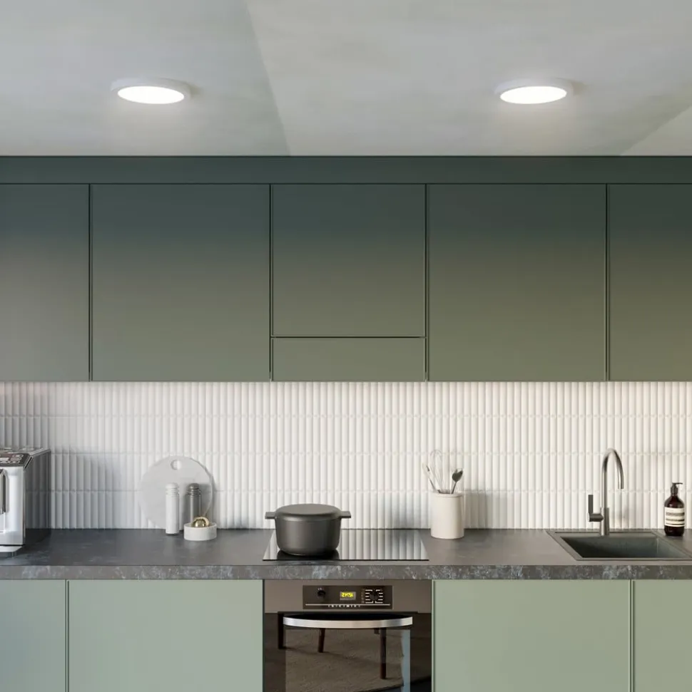 Prios LED-loftlampe Aureka, bevægelsessensor, Ø 23 cm, hvid