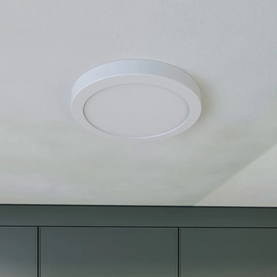 Prios LED-loftlampe Aureka, bevægelsessensor, Ø 23 cm, hvid