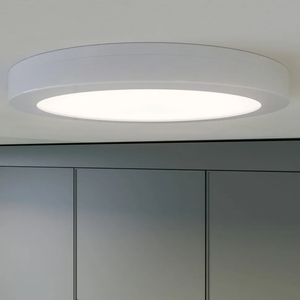 Prios LED-loftlampe Aureka, bevægelsessensor, Ø 23 cm, hvid