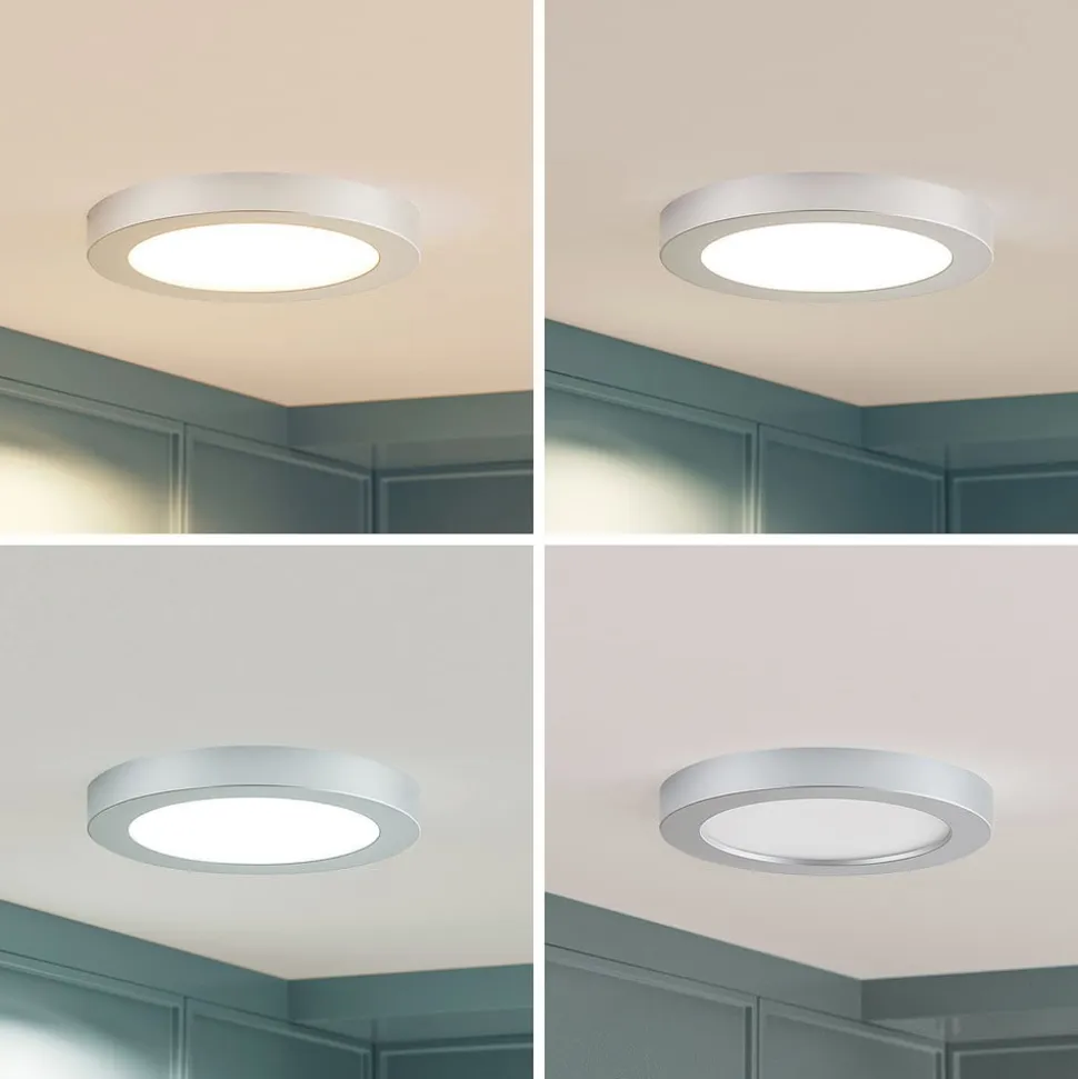 Prios LED-loftlampe Edwina, sølv, 23 cm, sæt med 10 stk