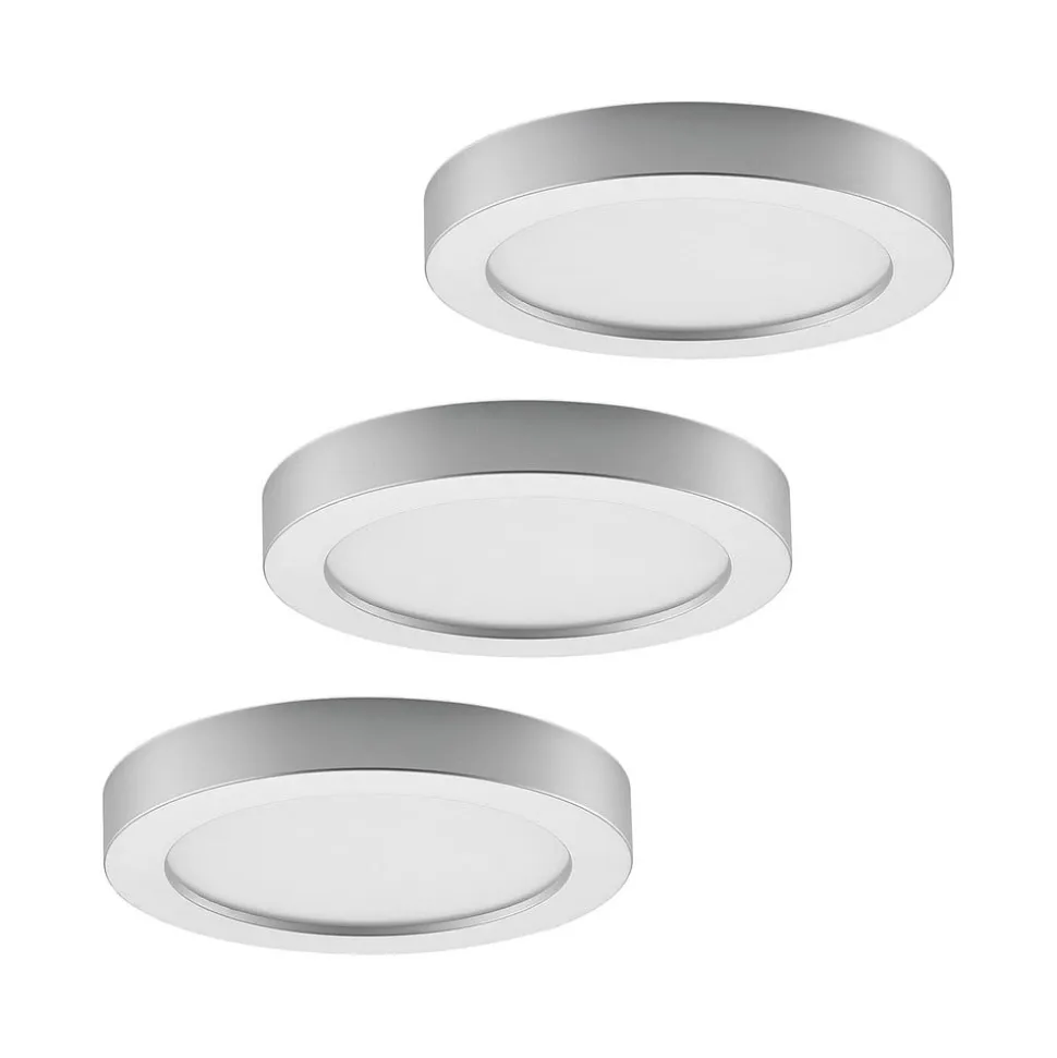 Prios LED-loftlampe Edwina, sølv, 25 cm, sæt med 3 stk