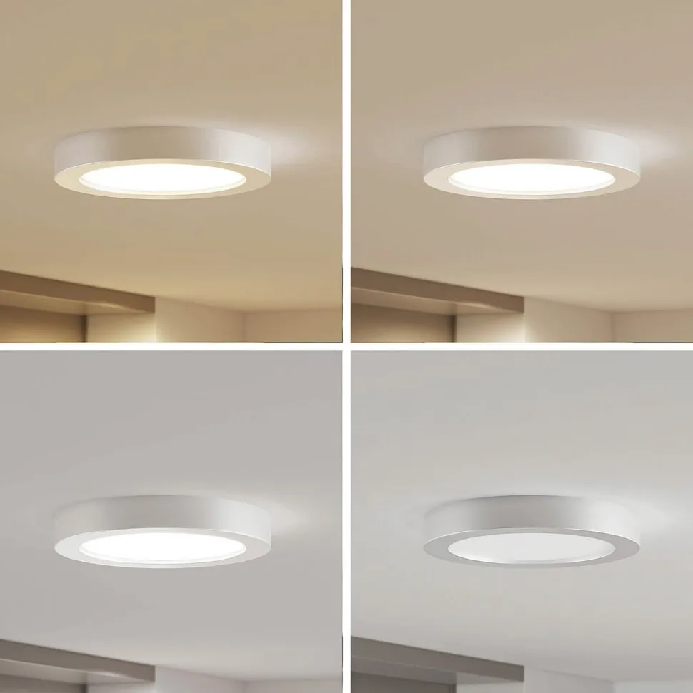 Prios LED-loftlampe Edwina, sølv, 25 cm, sæt med 3 stk