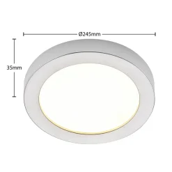 Prios LED-loftlampe Edwina, sølv, 25 cm, CCT, IP44