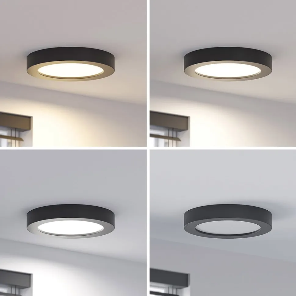 Prios LED-loftlampe Edwina, sort, 23 cm, CCT, IP44