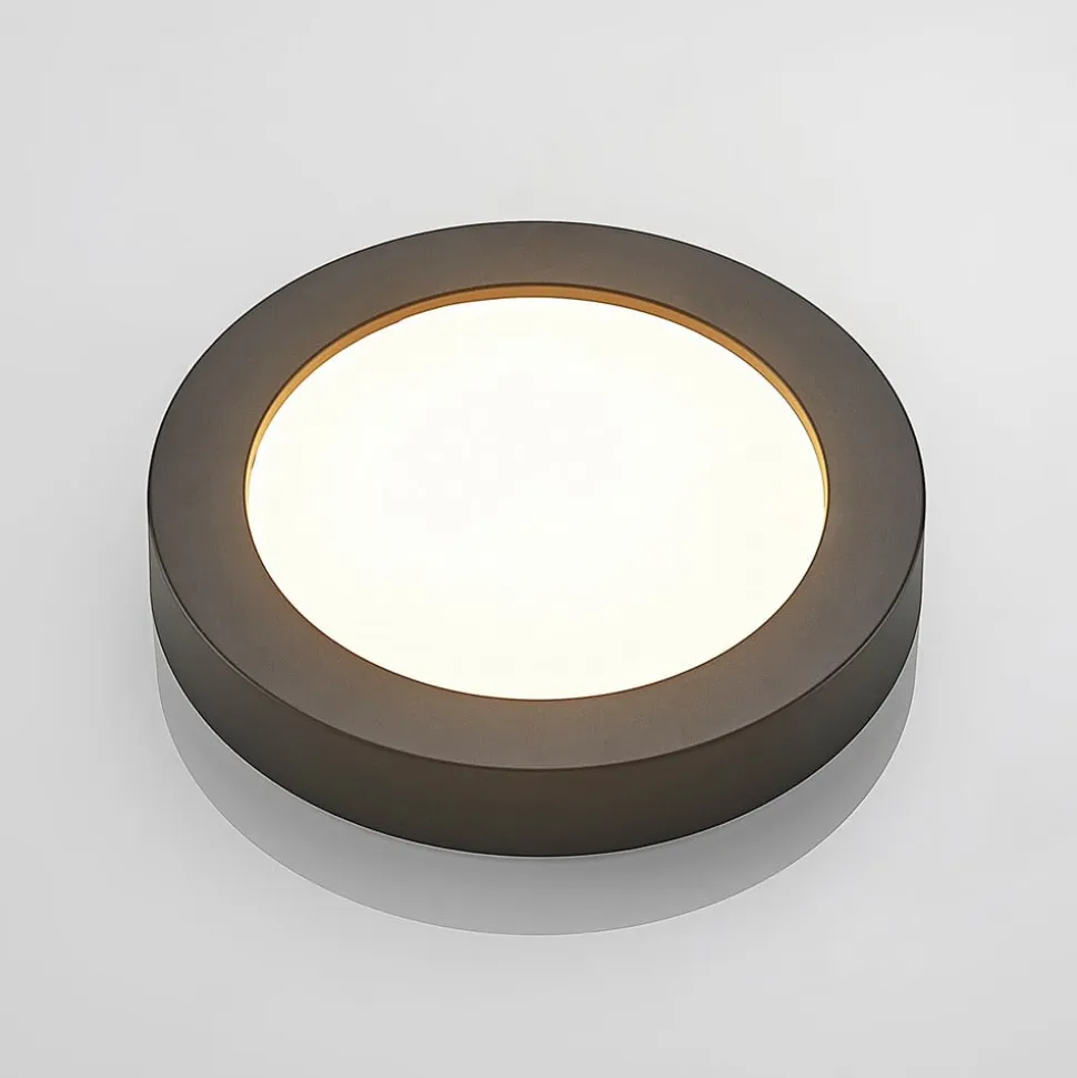 Prios LED-loftlampe Edwina, sort, 23 cm, CCT, IP44